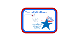 CMMRC logo with medical reserve corps star and outlined map of MA